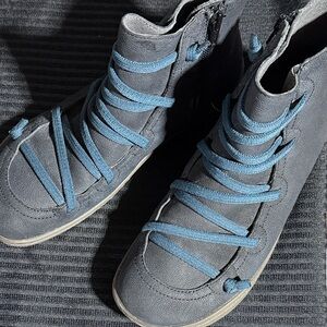 Camper Black High-Top Sneakers with Blue Laces
